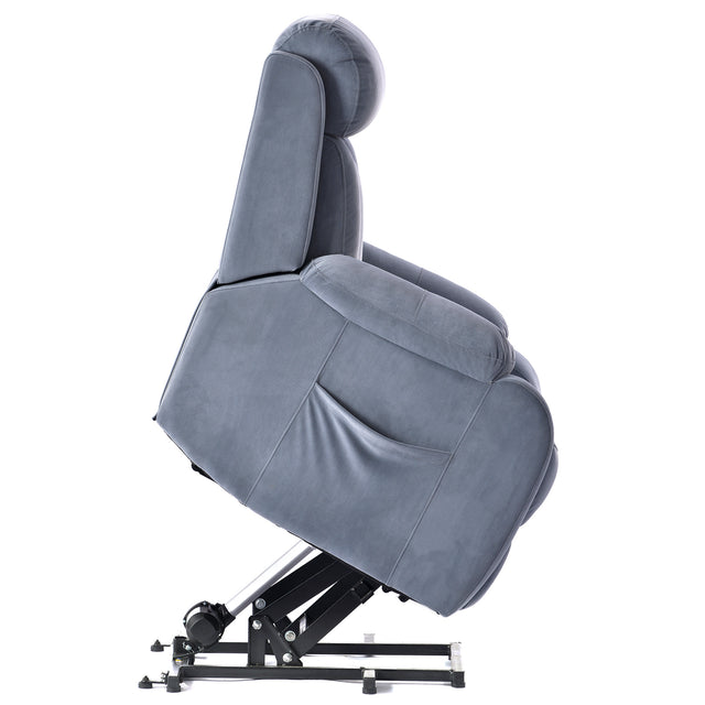 Lift Chair Recliner for Elderly Power Remote Control Recliner Sofa Relax Soft Chair Anti-skid Australia Cashmere Fabric Furniture Living Room Light Gray