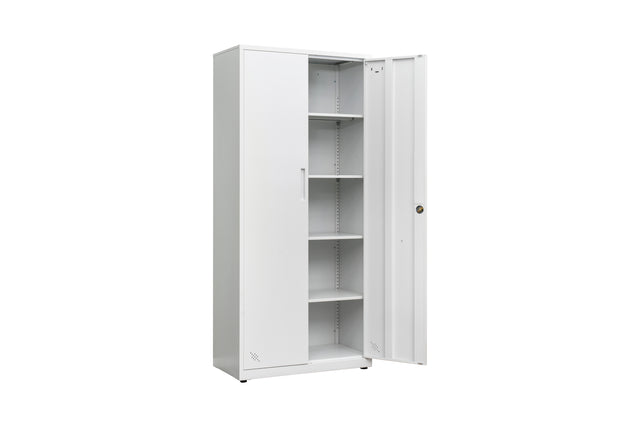 High Storage Cabinet with 2 Doors and 4 Partitions to Separate 5 Storage Spaces, Home/ Office Design