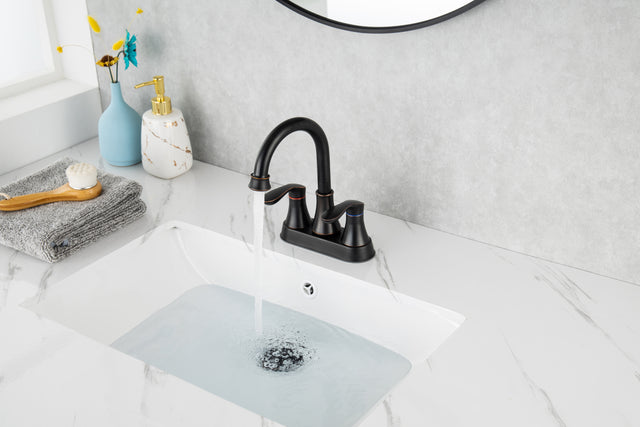 2-Handle Lavatory Faucet Brushed Nickel Bathroom Sink Faucet with Metal Pop-up Drain and Faucet Supply Lines