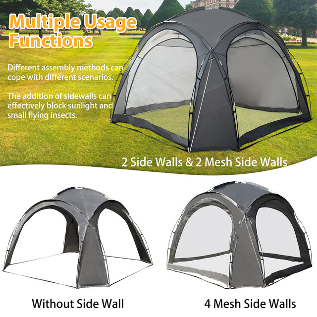 Easy Beach Tent 12 X 12ft Pop Up Canopy UPF50+ Tent with Side Wall, Ground Pegs, and Stability Poles, Sun Shelter Rainproof, Waterproof for Camping Trips, Backyard Fun, Party Or Picnics