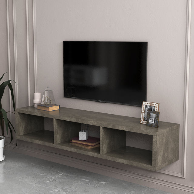 Shallow Floating TV Console, 60",Grey