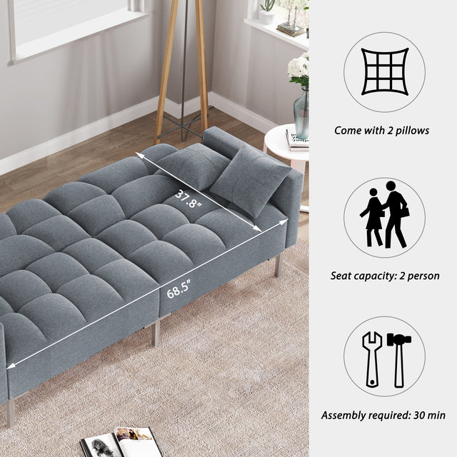 Orisfur. Linen Upholstered Modern Convertible Folding Futon Sofa Bed for Compact Living Space, Apartment, Dorm