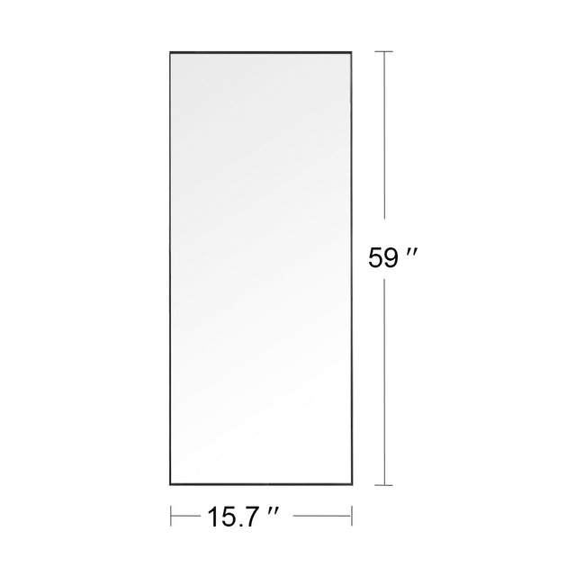 Miro 1500 400-b Full Length Mirror Floor Mirror Hanging Standing or Leaning, Bedroom Mirror Wall-Mounted Mirror with Black Aluminum Alloy Frame, 59" x 15.7"