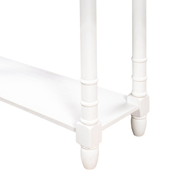 TREXM Console Table Sofa Table Easy Assembly with Two Storage Drawers and Bottom Shelf for Living Room, Entryway (Ivory White)