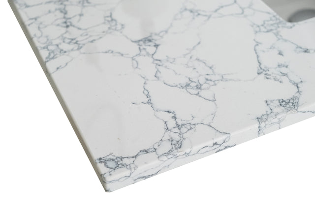 Montary 43"x 22" bathroom stone vanity top carrara jade engineered marble color with undermount ceramic sink and single faucet hole with backsplash