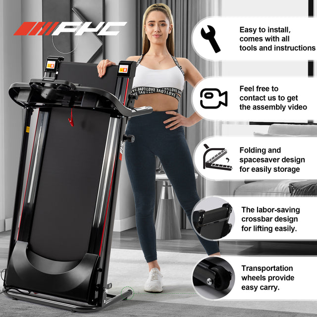 FYC Folding Treadmills for Home with Bluetooth and Incline, Portable Running Machine Electric Compact Treadmills Foldable for Exercise Home Gym Fitness Walking Jogging