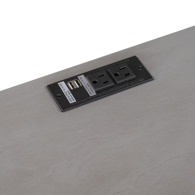 Versatile Nightstand with Two Built-in Shelves Cabinet and an Open Storage, USB Charging Design, Gray