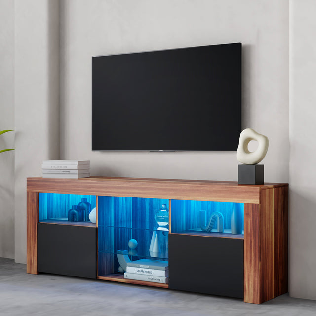 145 Modern 57" TV Stand Matte Body High Gloss Fronts with 16 Color LEDs
