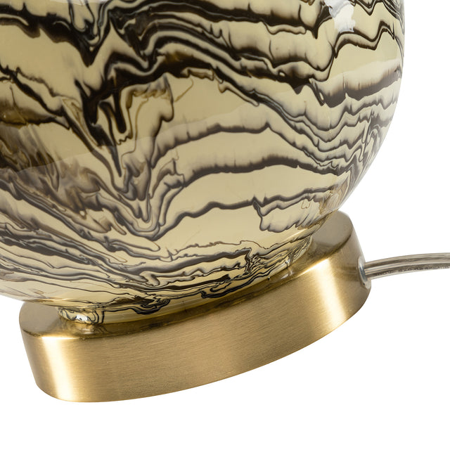 Pelion 20" Modern LED Bedside Table Lamp with Linen Shade and Glass Base