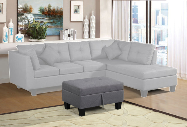 STORAGE OTTOMAN/BENCH,GRAY FAUX LINEN