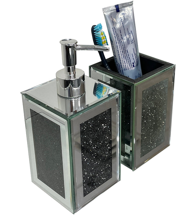 Ambrose Exquisite 2 Piece Square Soap Dispenser and Toothbrush Holder