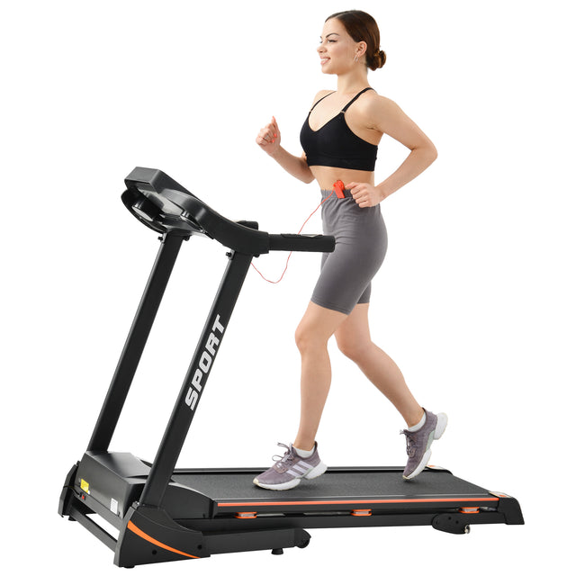 Folding Electric 3.5HP Treadmill With Incline Medium Running Machine Motorised LCD Gym 330lbs; Folding Treadmill Electric Motorized Power 14.8KM/H Running Fitness Machine Gym(W54022178 Upgrade)