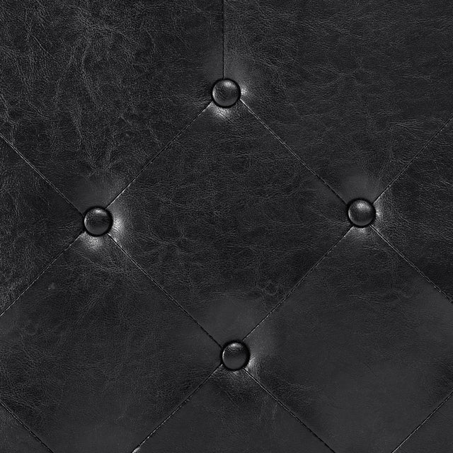 Daybed with Trundle Upholstered Tufted Sofa Bed, with Button and Copper Nail on Arms,Full Daybed & Twin Trundle, PU Black(85.5“x57”x30.5“)