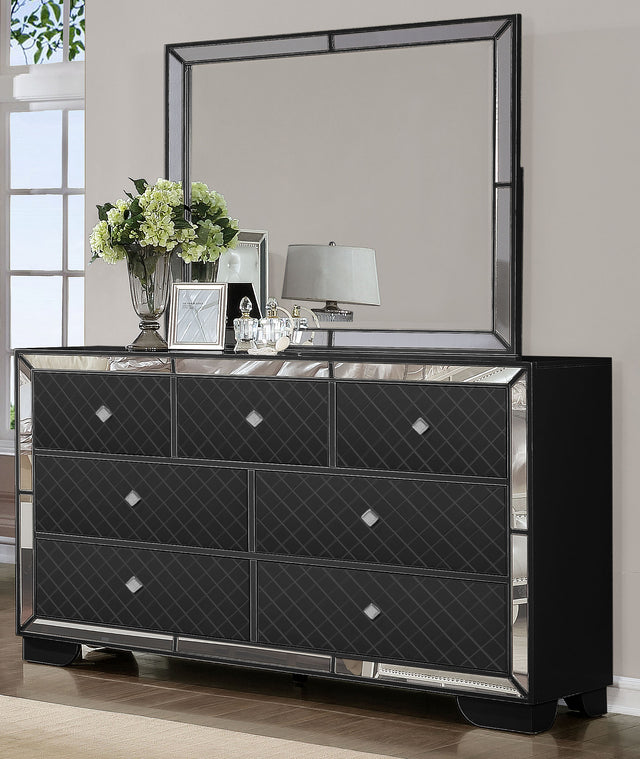 Madison Upholstery Dresser Made With Wood in Black Color