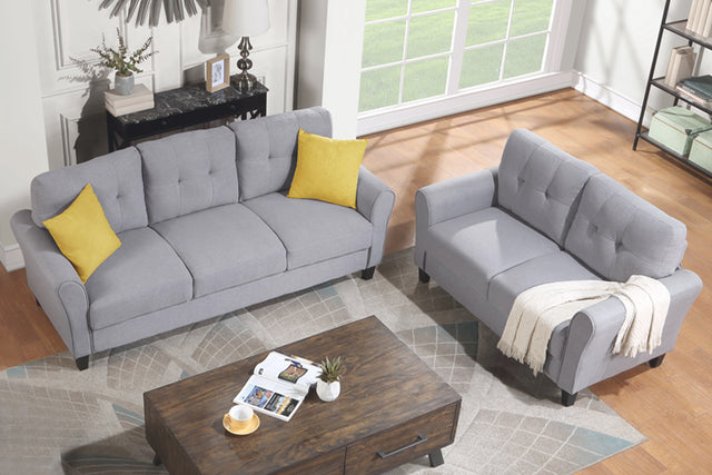 Modern Living Room Sofa Set Linen Upholstered Couch Furniture for Home or Office ,Light Grey,(2+3-Seat,Old Sku:SG000372AAA)