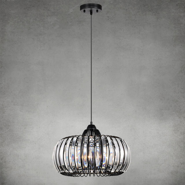 Modern Oblate Black Crystal Chandelier Fixture,Ceiling Pendant light for Living Room, Bedroom, Kitchen, Dining Room, Hallway,Adjustable Color Temperature,Dimmable,120V,E26,W16.5*L31.5