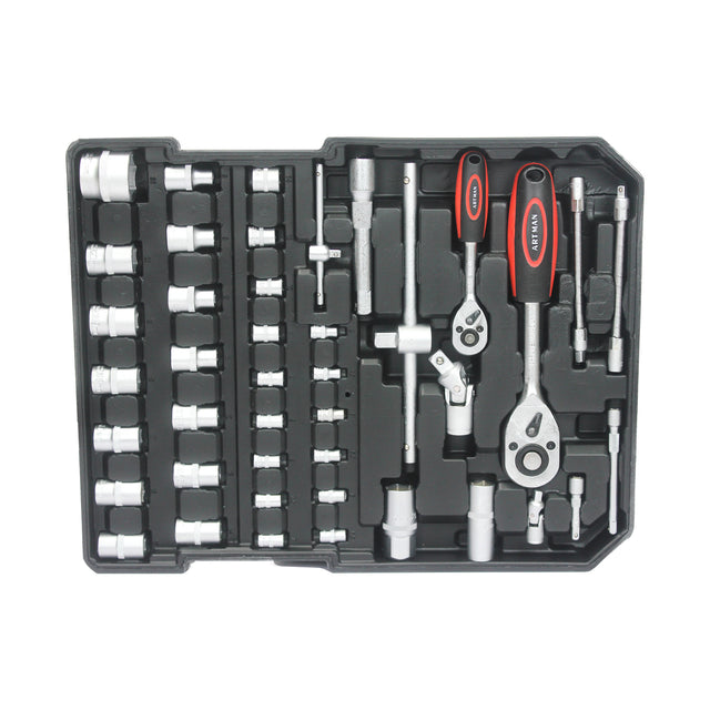 Black Hand Tool Box with 4 layers of Toolset and wheels