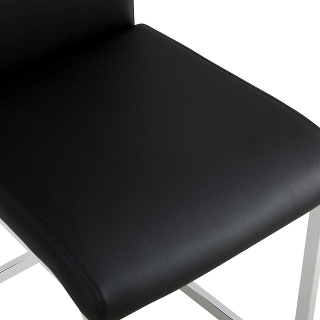 Modern Dining Chairs, PU Faux Leather High Back Upholstered Side Chair,for Dining Room Kitchen Vanity Patio Club Guest Office Chair (Set of 4) (Black+PU Leather)