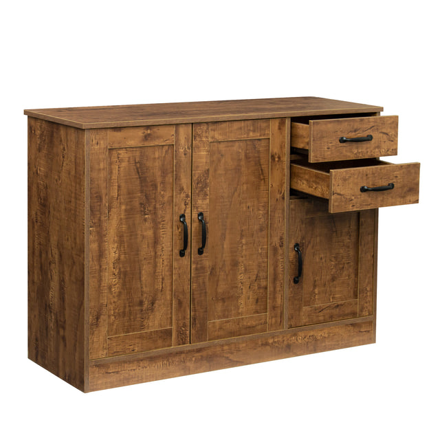 Modern Wood Buffet Sideboard with 2 doors&1 Storage and 2drawers -Entryway Serving Storage Cabinet Doors-Dining Room Console, 43.3 Inch, Dark Walnut