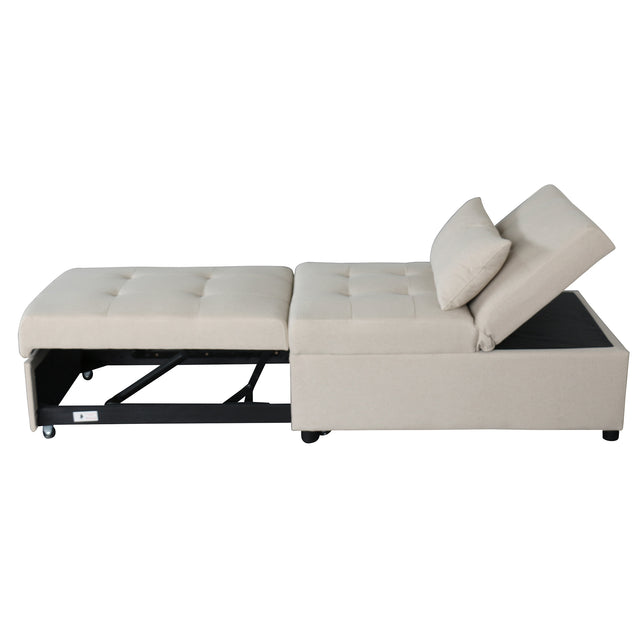 Folding Ottoman, Sofa Bed, Chair (Beige)
