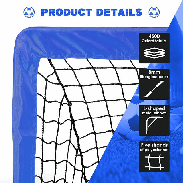 Simple Deluxe 4‘x3’ Portable Soccer Goal, Pop Up Folding Soccer Net Comes with 2 Oxford Cloth Bags and 8 Stakes, Great for Training for Backyard