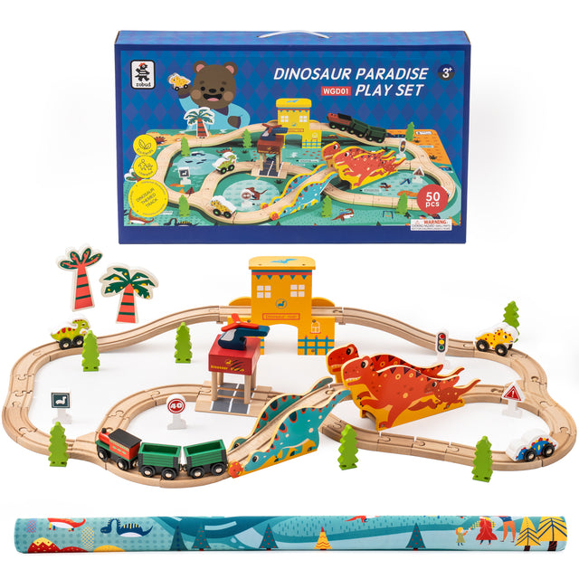 Wooden Train Set Wooden Train Track Set with Bridge Ramp Magnetic