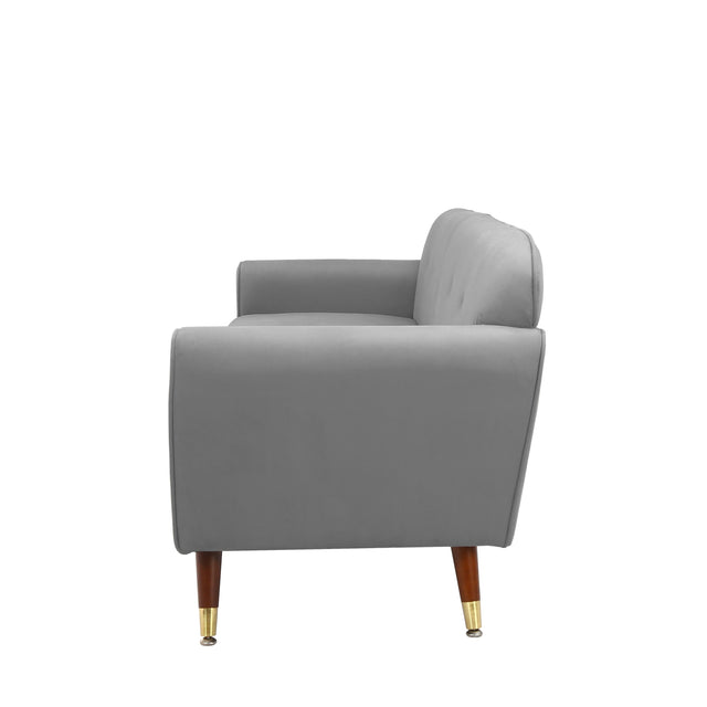 Lovetseat with wood legs, Light grey velvet