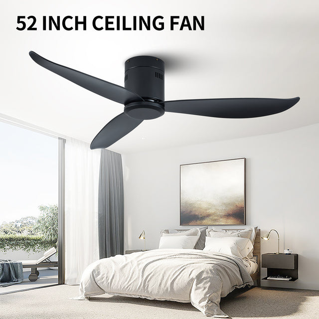 52" Low Profile Ceiling Fan No Light, Black Flush Mount Ceiling Fans without Lights (Not allowed to sell on Amazon)