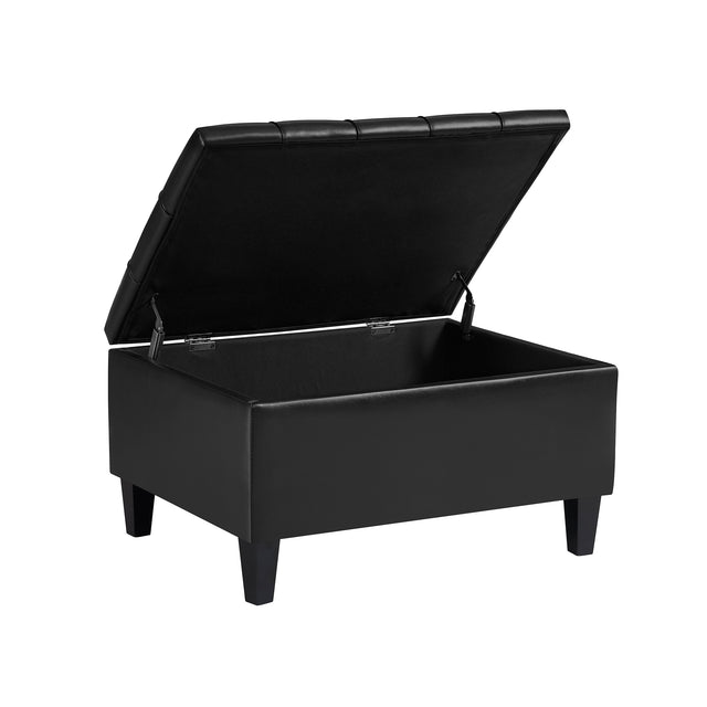 Faux Leather Upholstery Storage Ottoman Black