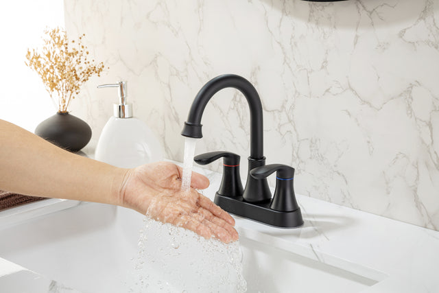 2-Handle Lavatory Faucet Brushed Nickel Bathroom Sink Faucet with Metal Pop-up Drain and Faucet Supply Lines