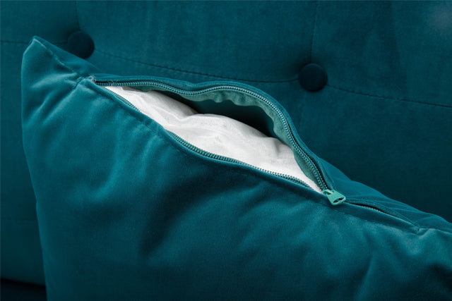 COOLMORE Velvet Sofa , Accent sofa .loveseat sofa with rose gold metal feet and Teal Velvet