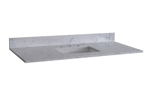 Montary 43"x 22" bathroom stone vanity top carrara jade engineered marble color with undermount ceramic sink and 3 faucet hole with backsplash