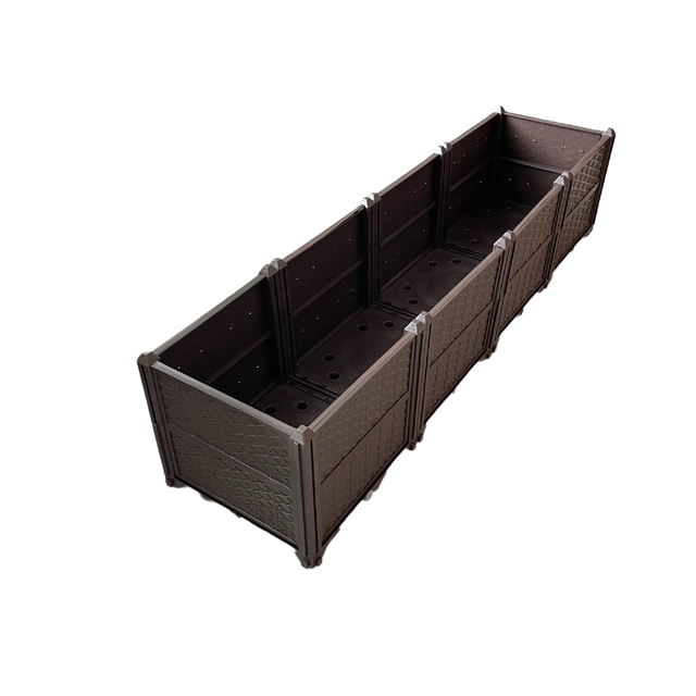 Rectangular Raised Garden Bed Kit Indoor Outdoor Plastic Planter Grow Box for Fresh Vegetables, Herbs, Flowers & Succulents, Brown, 61.41'' x 15.35'' x 14.17''