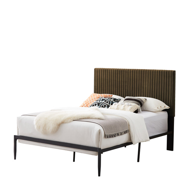 B110 Full bed Beautiful line stripe cushion headboard Strong iron frame with high temperature paint