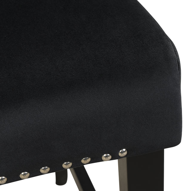 5-piece Counter Height Dining Table Set with One Faux Marble Dining Table and Four Upholstered-Seat Chairs,for Kitchen and Living room ,Table : 42" L x42" Wx36"H,Chair: 18.5" Lx23.2" Dx39.8" H,Black