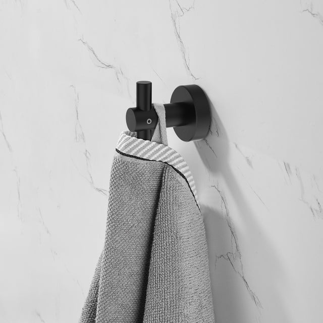 Bathroom Hardware Set, Thicken Space Aluminumm 6 PCS Towel bar Set- Matte Black 24 Inches Wall Mounted