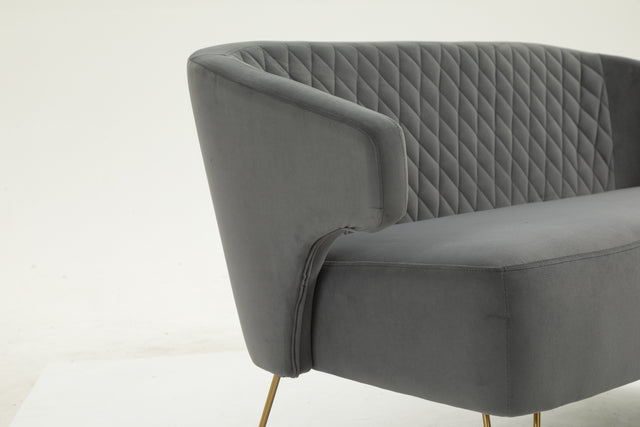 Twin Size Love seat Accent Sofa with Golden Metal Legs, Living Room Sofa with Tufted Backrest, 600 Pounds Weight Capacity