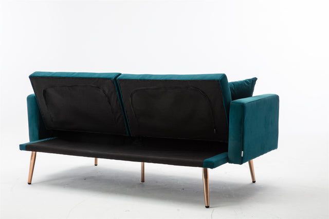 COOLMORE Velvet Sofa , Accent sofa .loveseat sofa with rose gold metal feet and Teal Velvet
