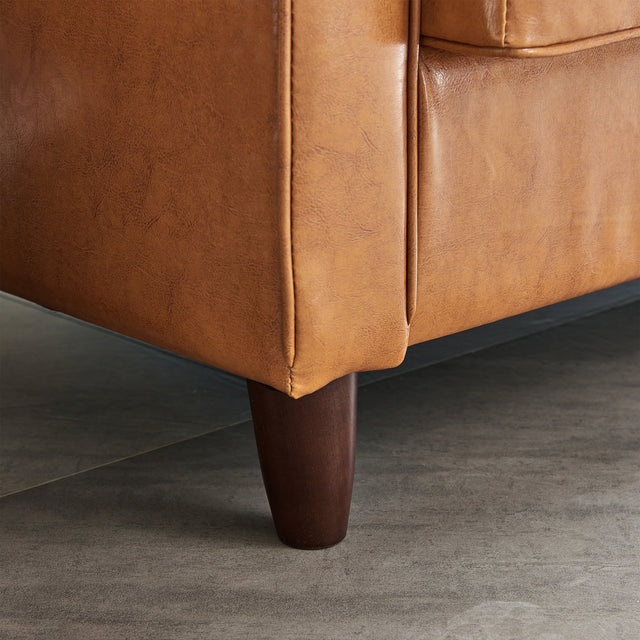Modern Mid-Century Vegan Leather Sofa (Mocha)