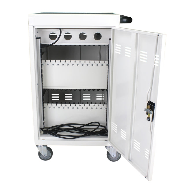 Mobile Charging Cart and Cabinet for Tablets Laptops 31+4-Device With Extra 4 bits power strip--white