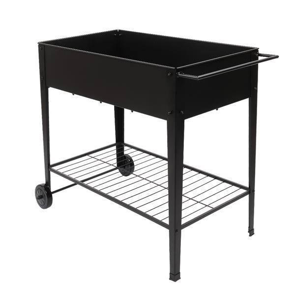 Aveyas Mobile Metal Raised Garden Bed Cart with Legs, Elevated Tall Planter Box with Wheels for Outdoor Indoors House Patio Backyard Vegetables Tomato DIY Herb Grow (Black)