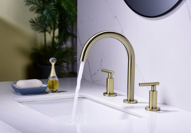 Two Handle High Arc Widespread Bathroom Sink Faucet 3 Hole
