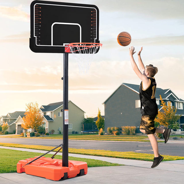 Portable Basketball Hoop & Goal with Vertical Jump Measurement, Outdoor Basketball System with 6.6-10ft Height Adjustment for Youth, Adults