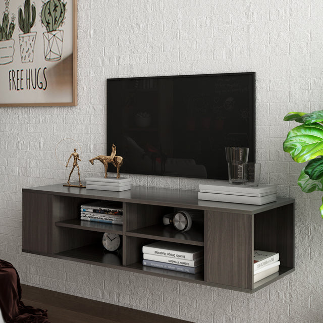 Wall Mounted Media Console,Floating TV Stand Component Shelf with Height Adjustable,Blackoak