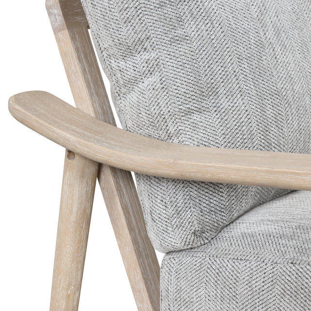 【EAT 3.10】Mid Century Modern Chair with Solid Wood Frame,Arm Chair with Vertical Slatted Back,Thick Pad Upholstered Accent Chair for Living Room, Bedroom, Belcony, Natural