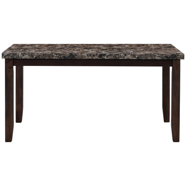 6-piece Faux Marble Dining Table Set with one Faux Marble Dining Table ,4 Chairs and 1 Bench, Table: 60”x38”x 30”,Chair: 20.2”x28.5”x39”, Black