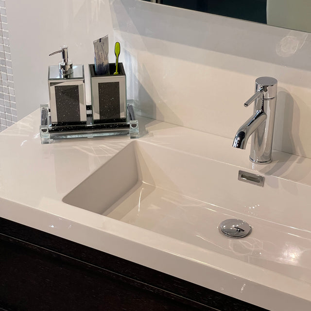 Ambrose Exquisite 3 Piece Square Soap Dispenser and Toothbrush Holder with Tray