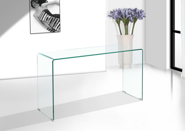 Glass Console Table, Transparent Tempered Glass Console Table with Rounded Edges Desks, Sofa Table