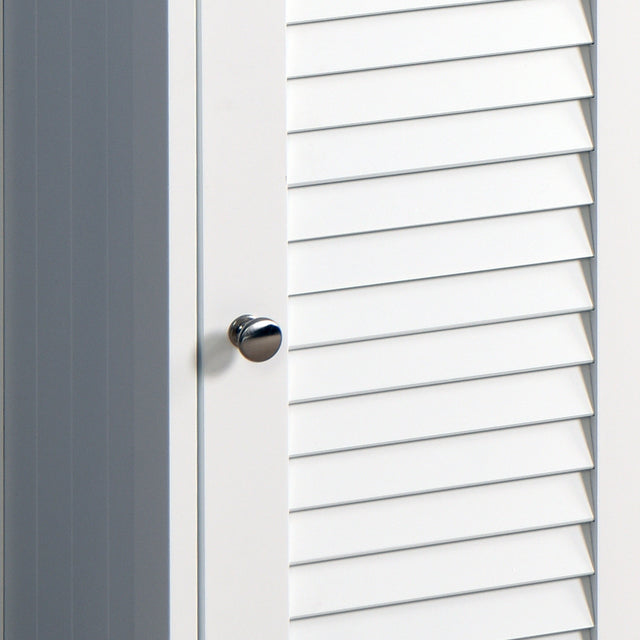 Bathroom Floor Cabinet Storage Organizer Set with Drawer and Single Shutter Door Wooden White