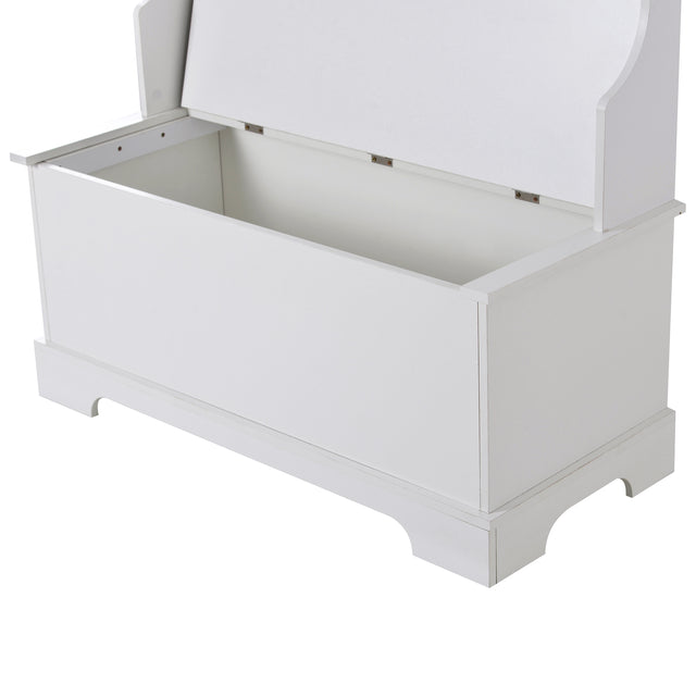 ON-TREND Hall Tree with 4 Hooks and Hinged Lid, Coat Hanger, Entryway Bench, Storage Bench, 3-in-1 Design, for Entrance, Hallway (White)